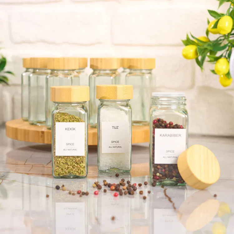 12’li Bambu Kapaklı Baharatlık