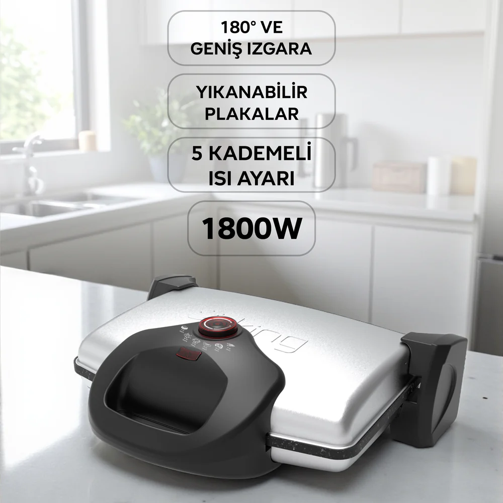 King Grillmax Izgara ve Tost Makinesi İnox
