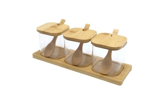 Mien 3’lü Stantlı Cam Baharatlık