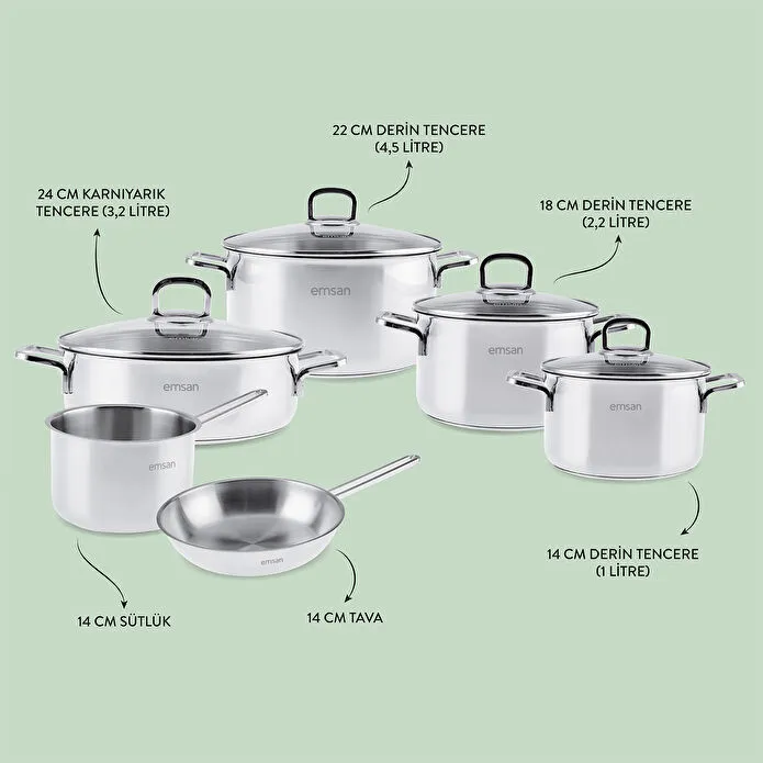 Emsan Cocinero 10 Parça Çelik Tencere Set