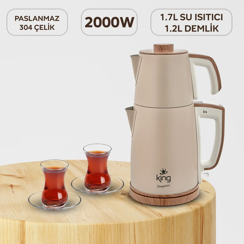 King Demgüzar Çay Makinesi İnox-Krem