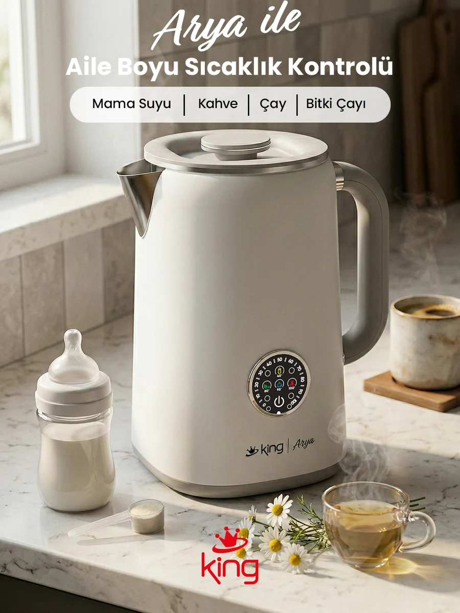 King Arya Plus Dijital Su Isıtıcı Beyaz
