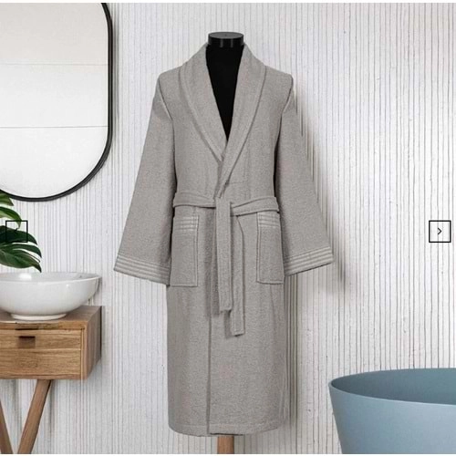 Luxart Tekli Bornoz Mark Gri Coin L-XL