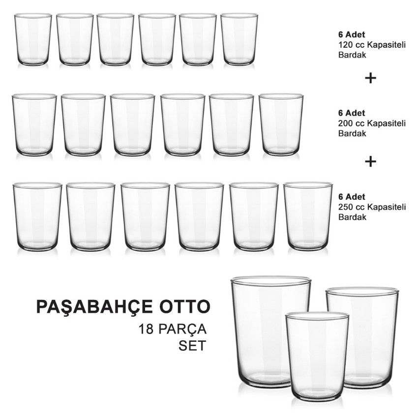 Paşabahçe%20Otto%2018%20Parça%20Bardak%20Seti