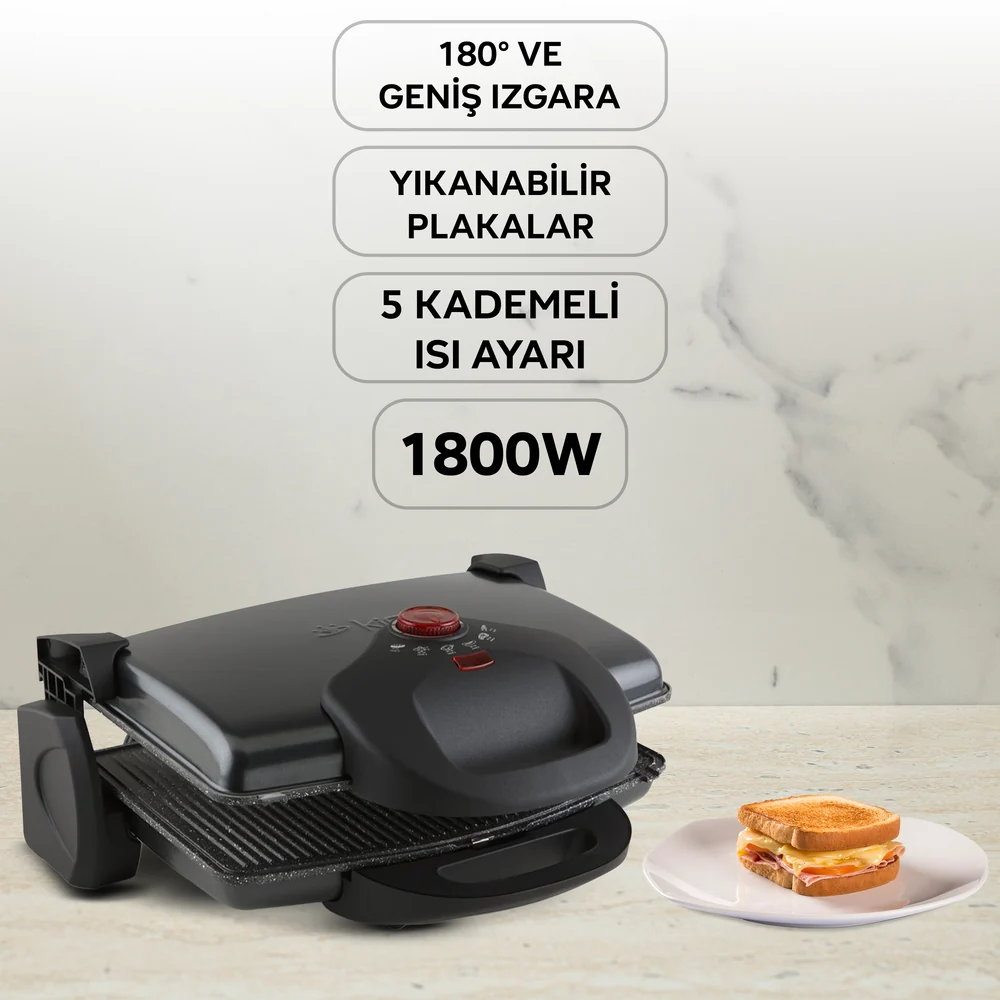 King Grillmax Izgara ve Tost Makinesi Siyah