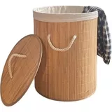 Bambu Çamaşır Sepeti Yuvarlak Küçük Hasır Renk