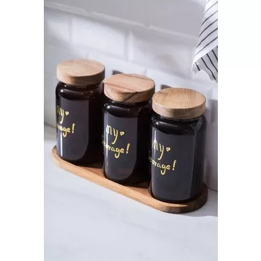 Acar Pierre 3’lü Akasya Ahşap Kapak Ve Tepsili Saklama