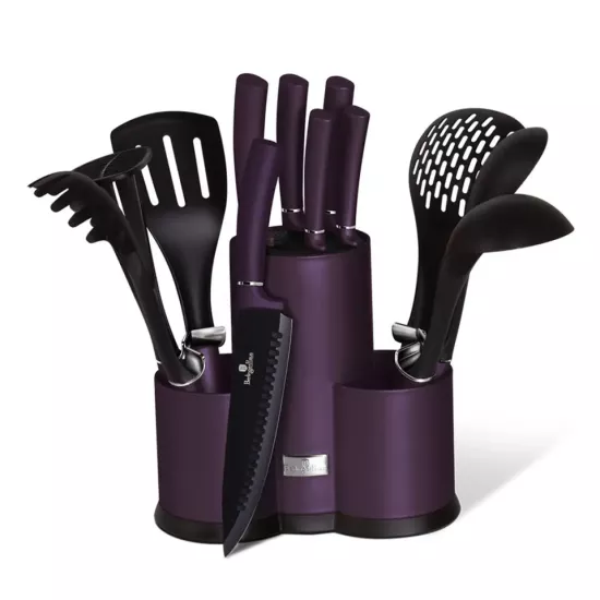 Berlinger Haus 12 Parça Bıçak Seti Stand ve Mutfak Gereçleri - Purple Eclipse Collection