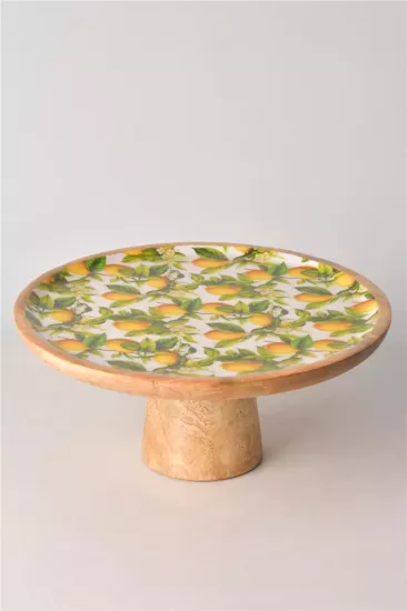 Mango Ağacı Ayaklı Kek Standı 30 cm Limon Desenli