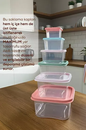 Renkli Kare Saklama Kabı 6’lı