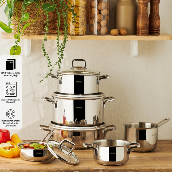 Emsan Cocinero 10 Parça Çelik Tencere Set