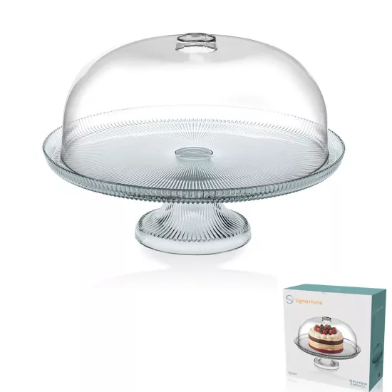 Fontana Cam Ayaklı Sunumluk 33 cm. Kapaklı