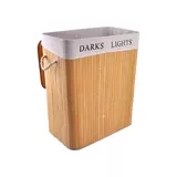 Dikdörtgen Bambu İki Bölmeli Çamaşır Sepeti