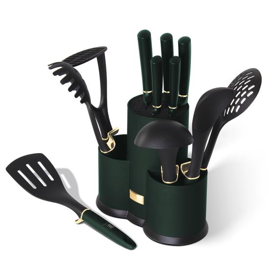 Berlinger Haus 12 Parça Bıçak Seti Stand ve Mutfak Gereçleri - Emerald Collection