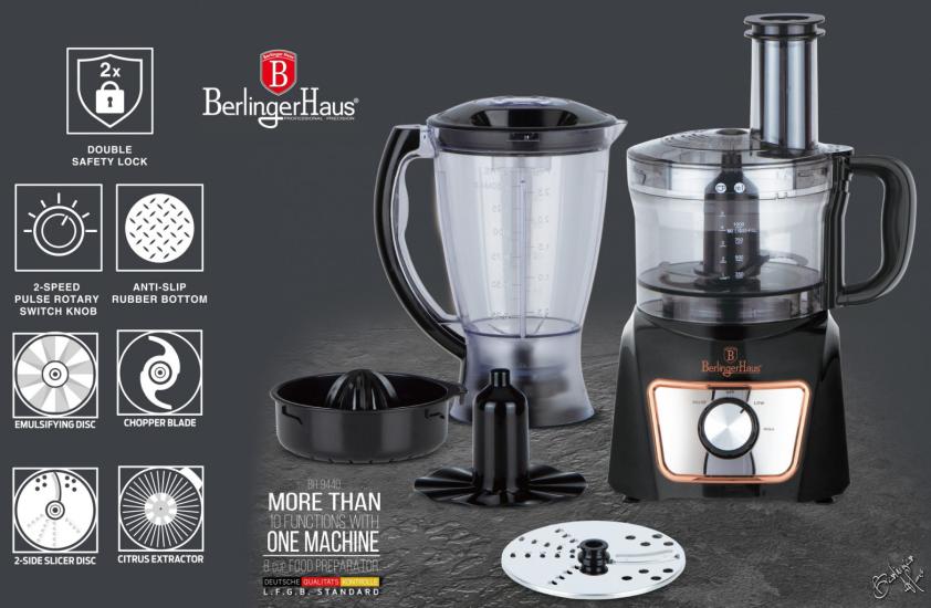 Berlinger Haus 8 Parça Doğrayıcılı Blender Seti Black Rose Collection