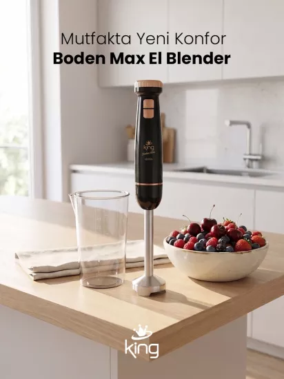King Boden Max Ölçü Kablı El Blenderi Siyah - Bakır