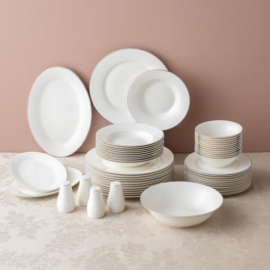 Emsan New Bone Frezya 56 Parça 12 Kişilik Yemek Takımı Platin