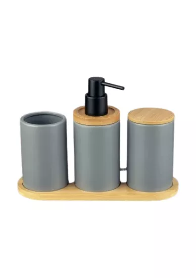 Seramik 3’lü Lavabo Set Gri