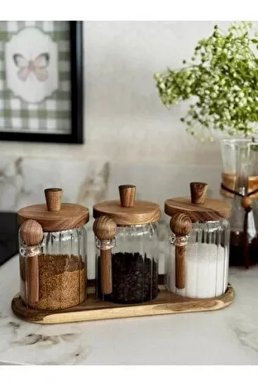 Glassya Kaşıklı Cam Kavanoz Seti