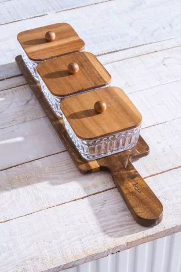 Acar Gemmy Akasya Tepsili 3’lü Sunumluk