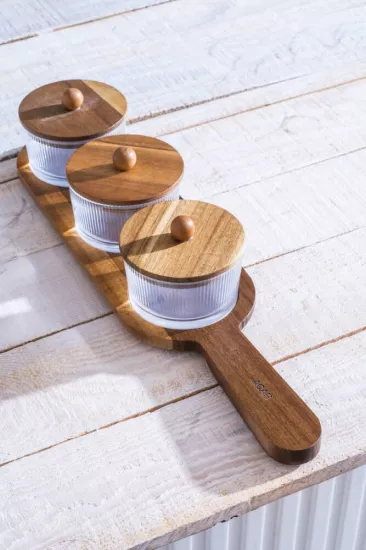 Acar Gemmy Akasya Tepsili 3’lü Sunumluk