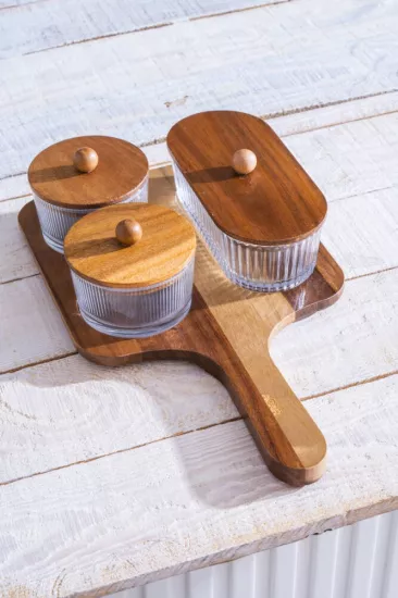 Acar Gemmy Akasya Tepsili 3’lü Sunumluk