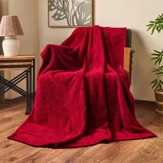 Halime Sultan Çift Kişilik Wellsoft Kırmızı Battaniye