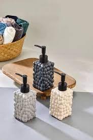 Stoneware Sabunluk Kare Kabartmalı Bej