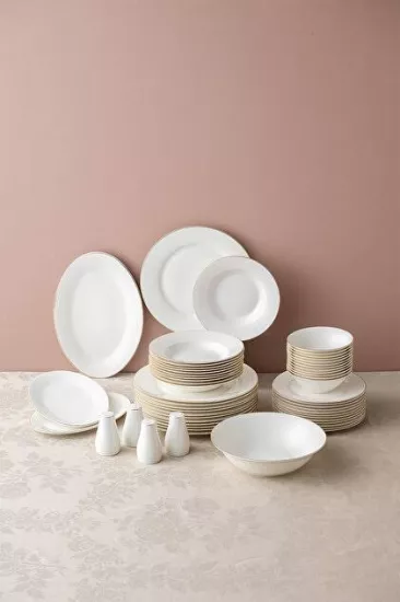 Emsan New Bone Frezya 56 Parça 12 Kişilik Yemek Takımı Gold