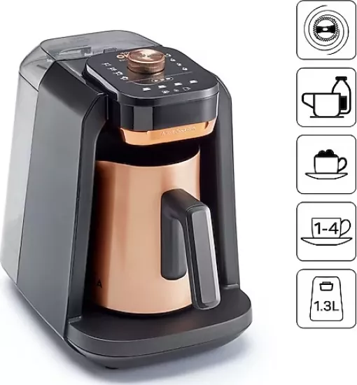 Arzum Okka Rich Spin Pro Plus Su Tanklı Kahve & Sütlü İçecek Hazırlama Makinesi Bakır