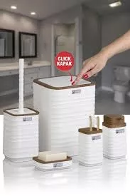 Okyanus Luna Kare 5’li Banyo Seti Ahşap Beyaz