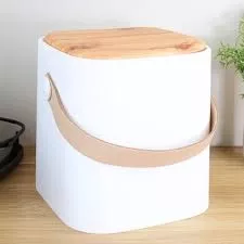 Ahşap Görünümlü Sihirli Çöp Kovası Beyaz 8 LT