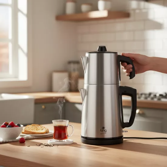 King Tealuxe Plus Çelik Çay Makinesi İnox