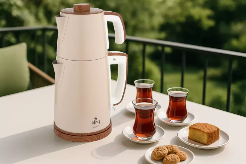 King Demgüzar Çay Makinesi İnox-Krem
