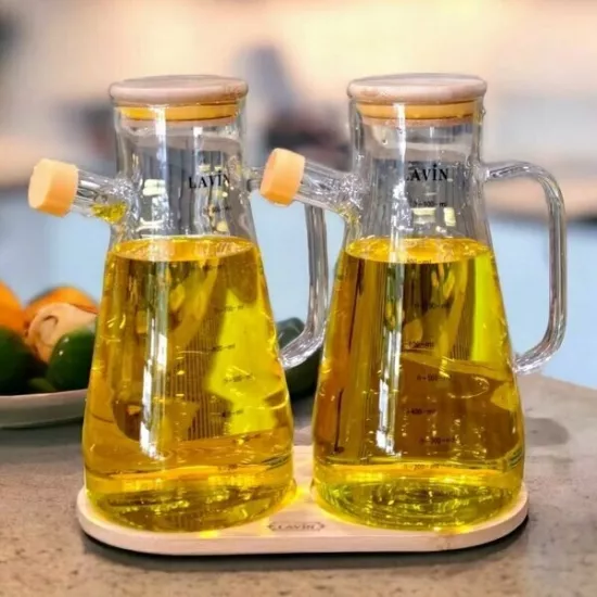 Lavin 2’li Bambu Altlıklı Yağdanlık