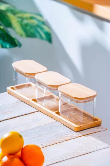 Acar Malibu 3’lü Bambu Standlı Baharatlık