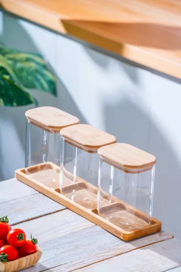 Acar Malibu 3’lü Bambu Standlı Baharatlık