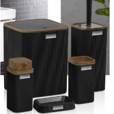 Okyanus Stella 5’li Banyo Seti Ahşap Siyah
