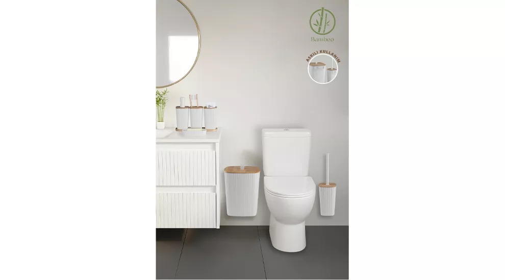 Safir 6’lı Banyo Seti Bambu Beyaz