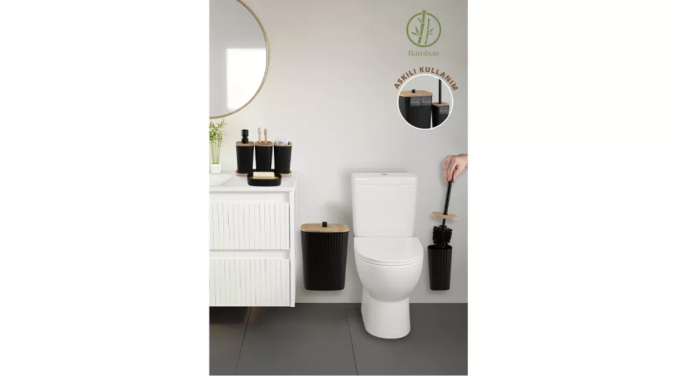 Safir 6’lı Banyo Seti Bambu Siyah