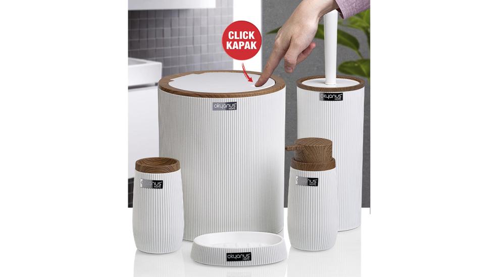 Okyanus Bella 5’li Banyo Seti Ahşap Beyaz