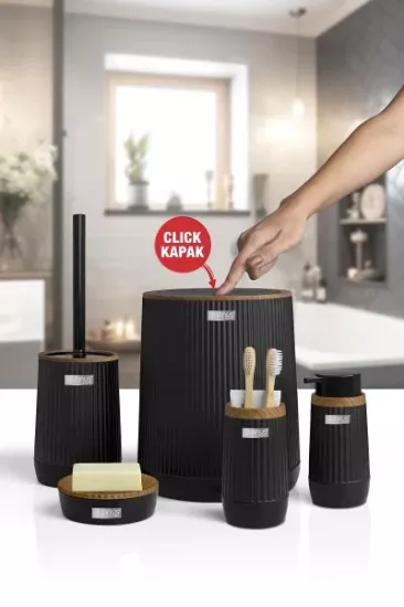 Nida 5’li Banyo Seti Ahşap Siyah