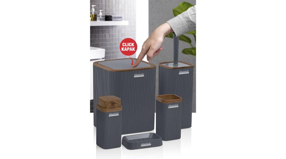 Okyanus Stella 5’li Banyo Seti Ahşap Antrasit