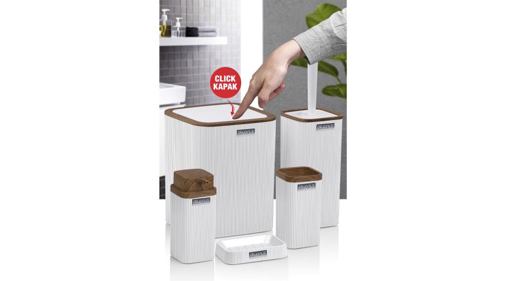 Okyanus Stella 5’li Banyo Seti Ahşap Beyaz