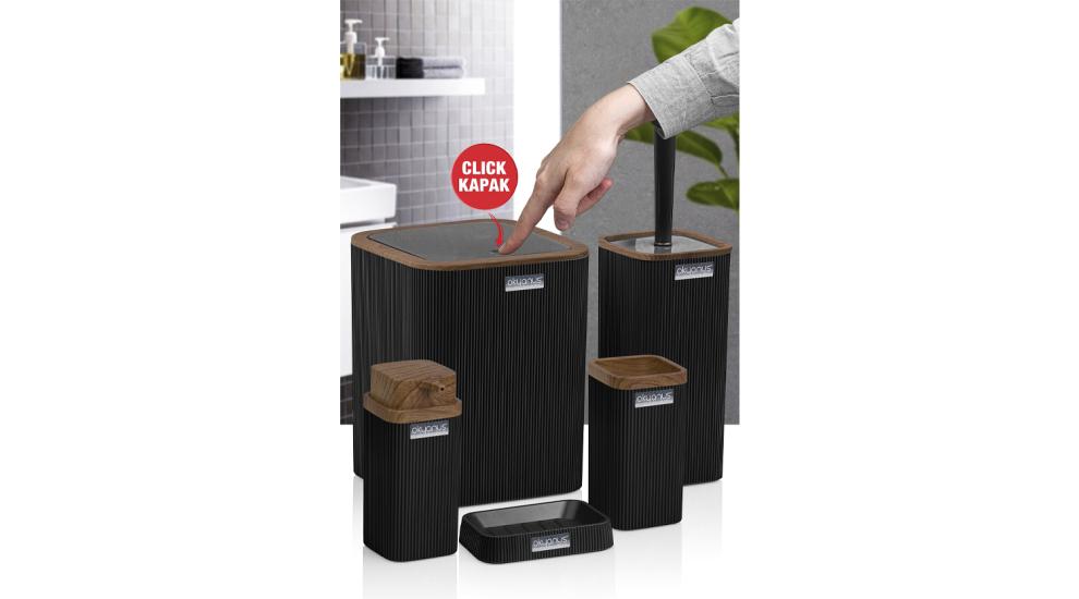 Okyanus Stella 5’li Banyo Seti Ahşap Siyah