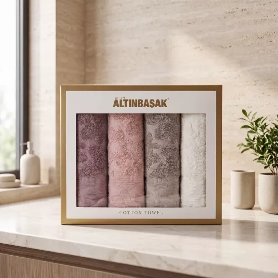Altınbaşak Sakura 4’lü Pamuk Havlu Seti 50x90
