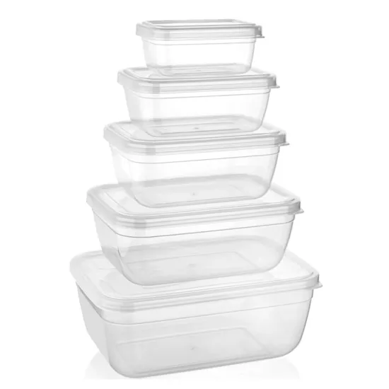 QS 5’li Set Diktörtgen Şeffaf Kapaklı