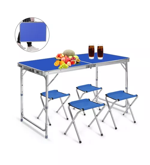 Katlanır Kamp Masa Sandalye Seti Mavi