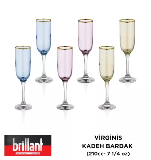 Brillant Virginis Kadeh Bardak 6’lı 210 cc
