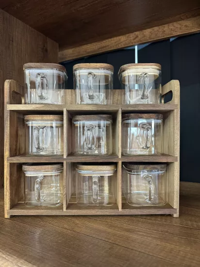 Buenos 10’lu Akasya Standlı Baharatlık Seti